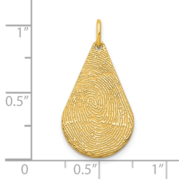 Sterling Silver/Gold-plated Tear Drop Fingerprint Charm - Picture 2 of 2